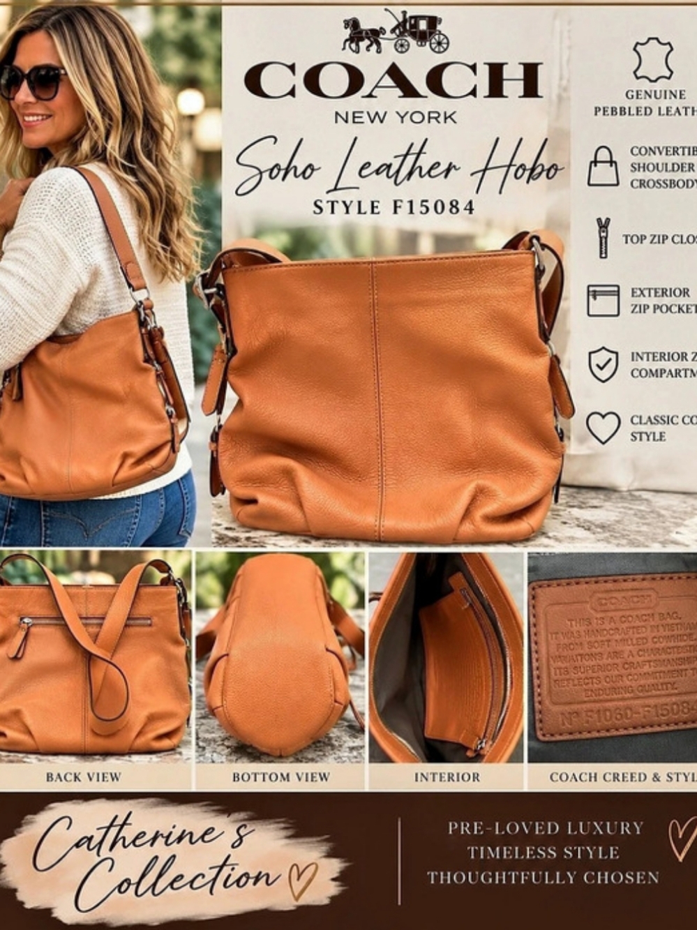 Coach Soho Leather Hobo Leather Hobo in Brown